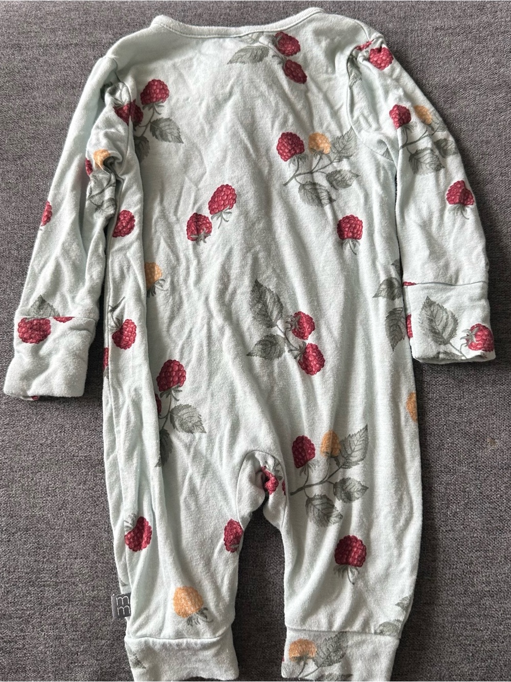 Kids Raspberry Print One-Piece Romper - Light Mint - Picture 3 of 4